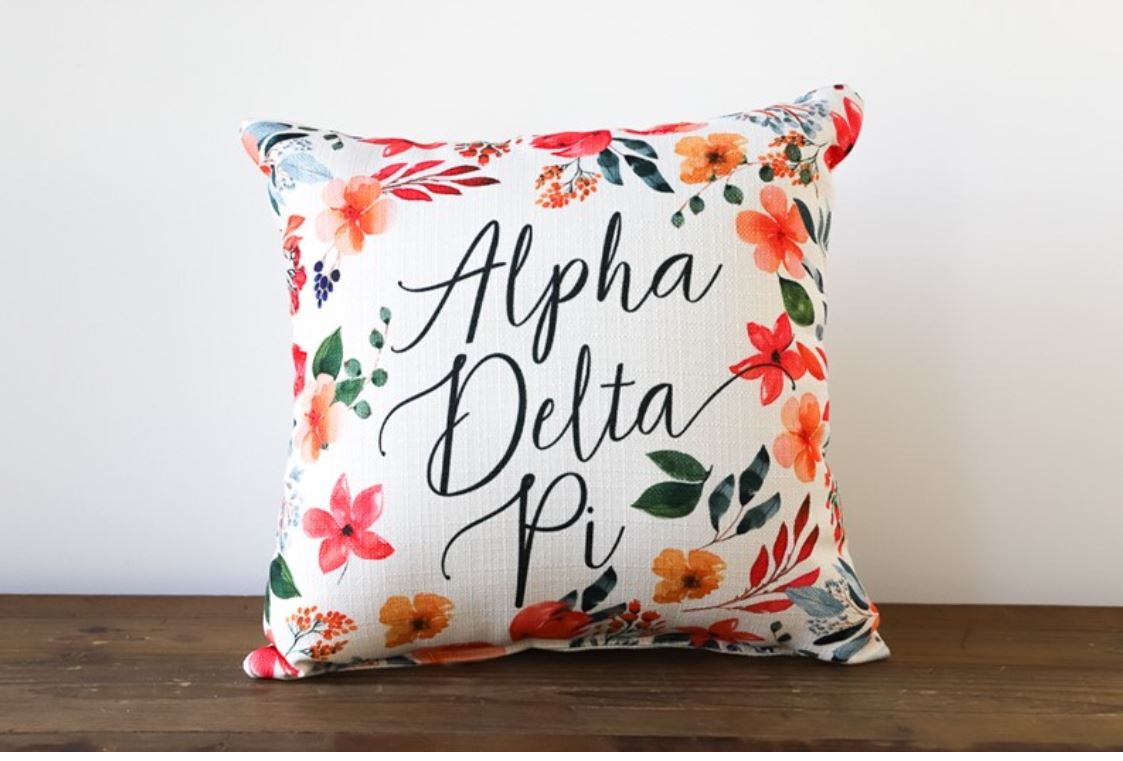Pretty Sorority Flowers Pillow - Alpha Delta Pi