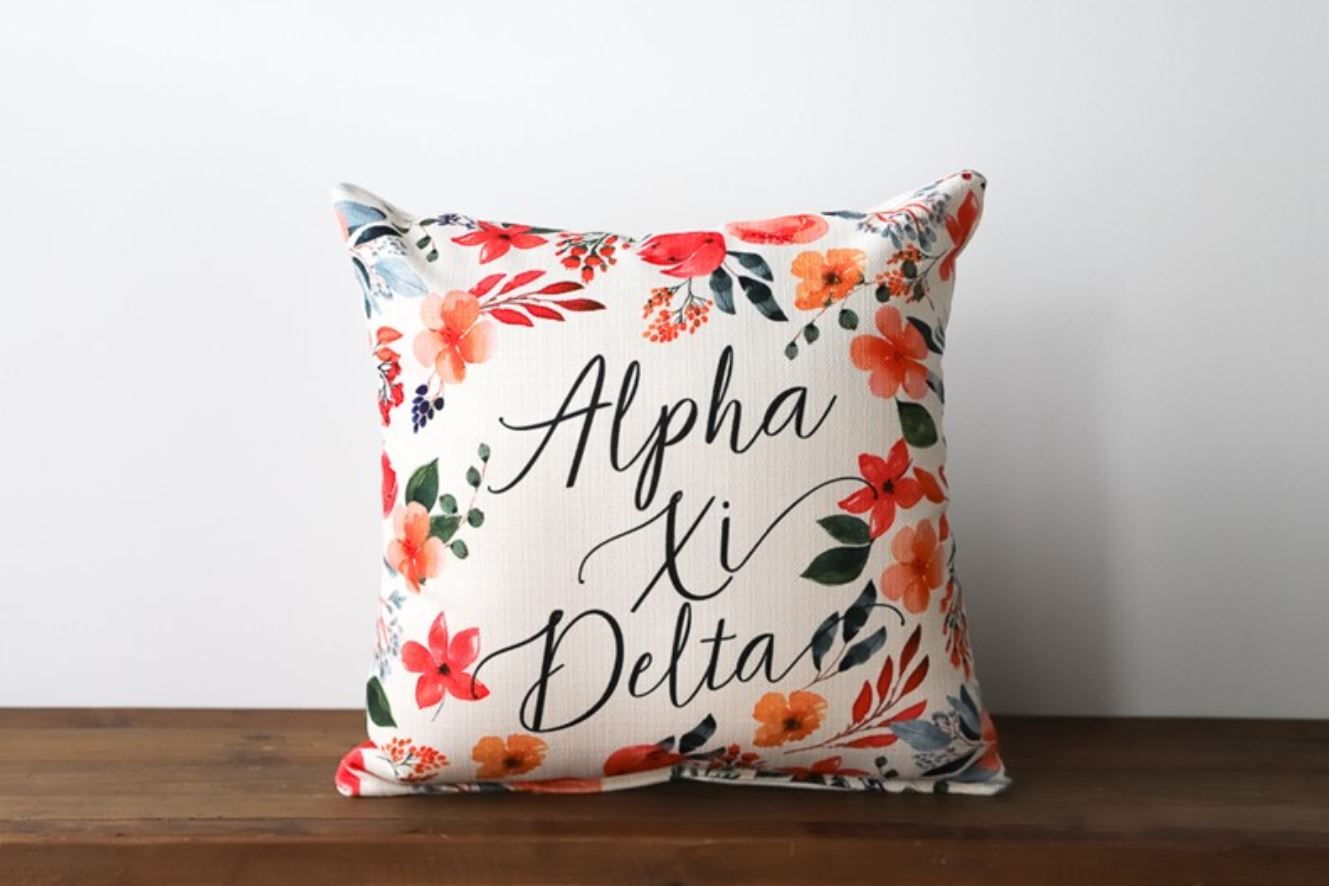 Pretty Sorority Flowers Pillow - Alpha Xi Delta