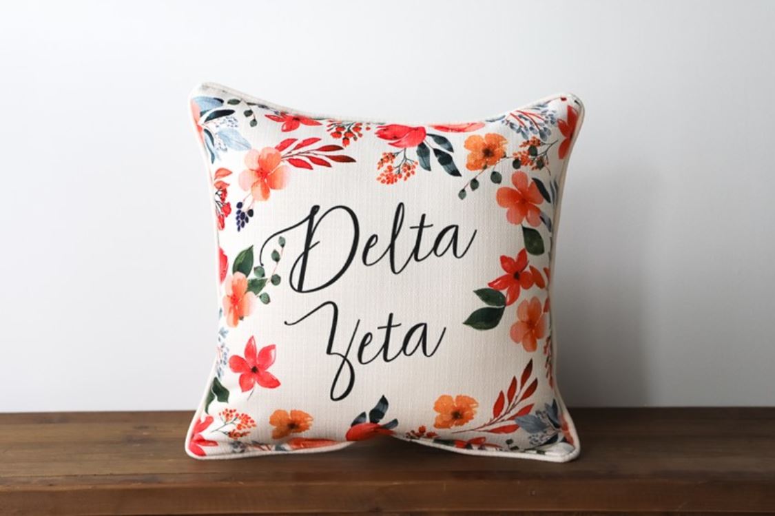 Pretty Sorority Flowers Pillow - Delta Zeta