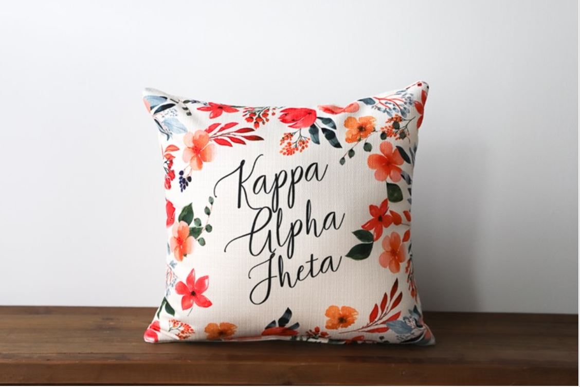 Pretty Sorority Flowers Pillow - Kappa Alpha Theta
