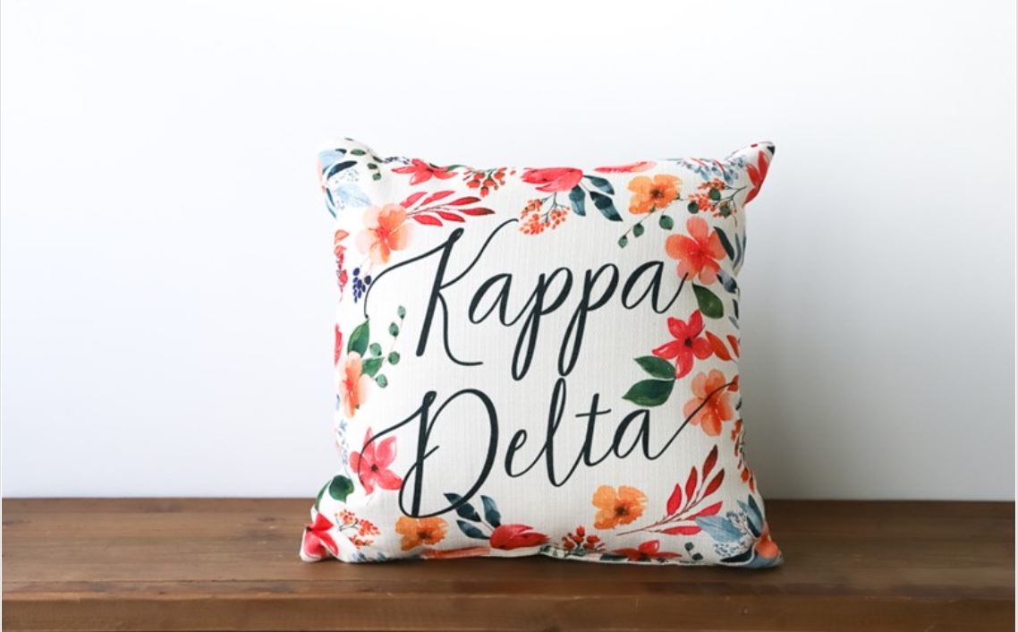 Pretty Sorority Flowers Pillow - Kappa Delta