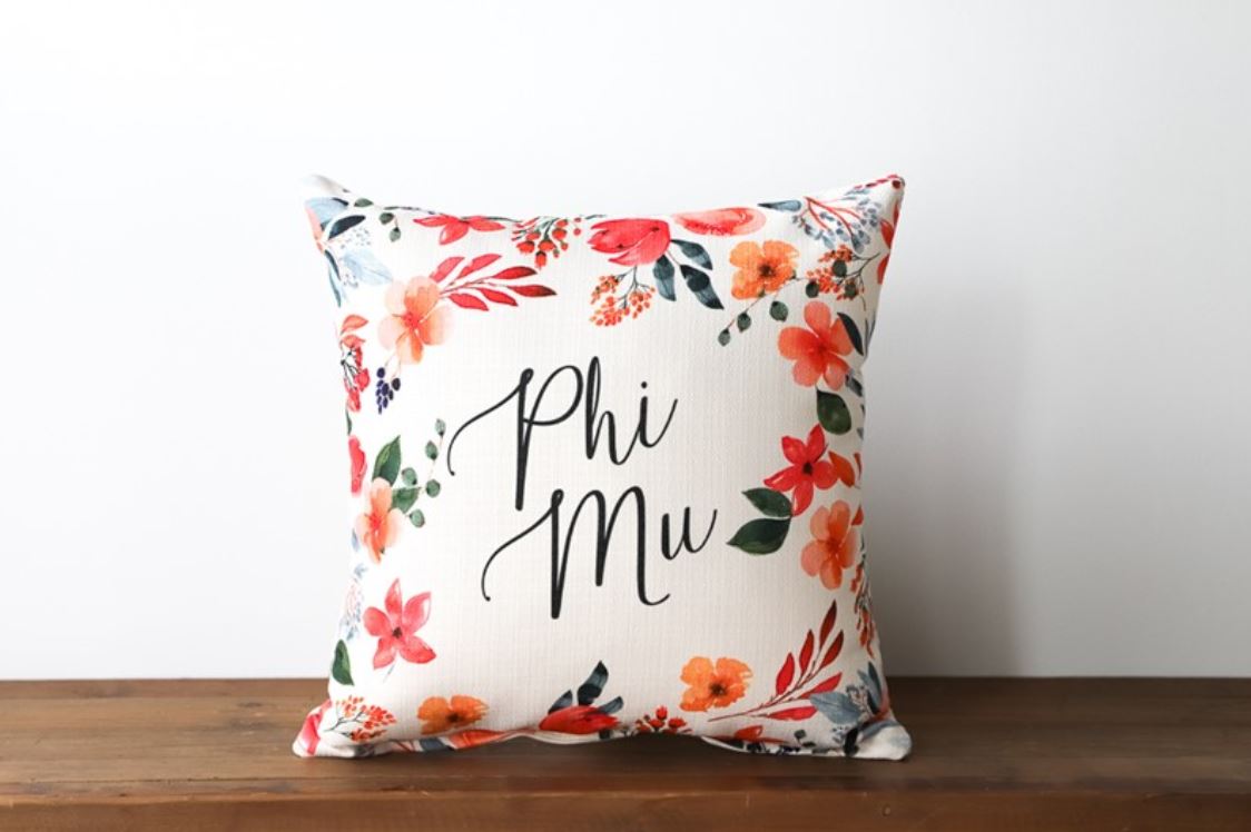 Pretty Sorority Flowers Pillow - Phi Mu