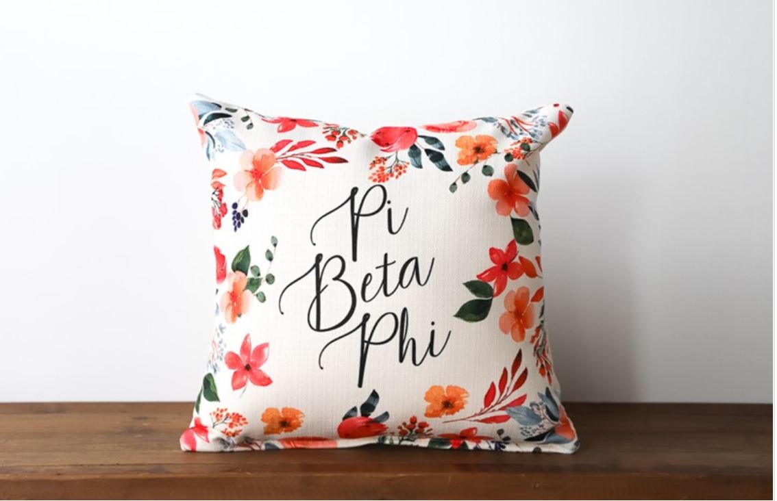 Pretty Sorority Flowers Pillow - Pi Beta Phi