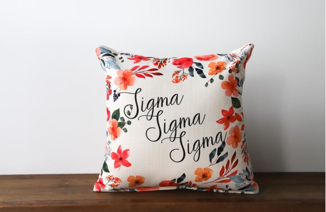 Pretty Sorority Flowers Pillow - Sigma Sigma Sigma