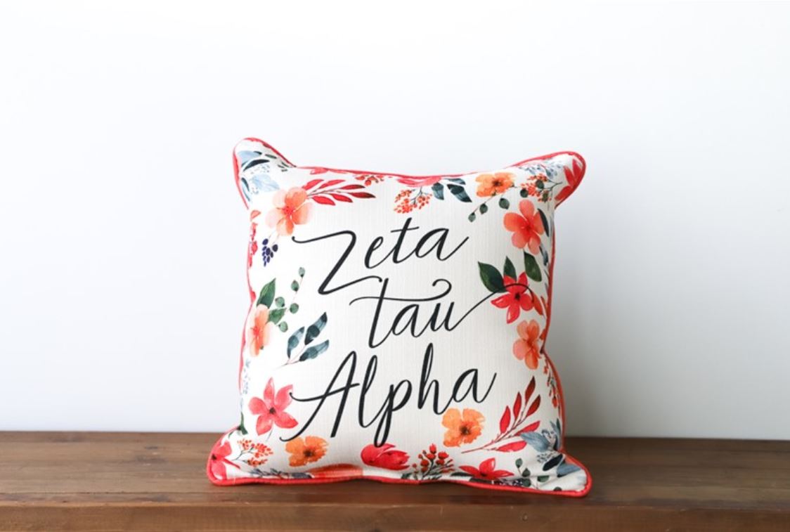 Pretty Sorority Flowers Pillow - Zeta Tau Alpha