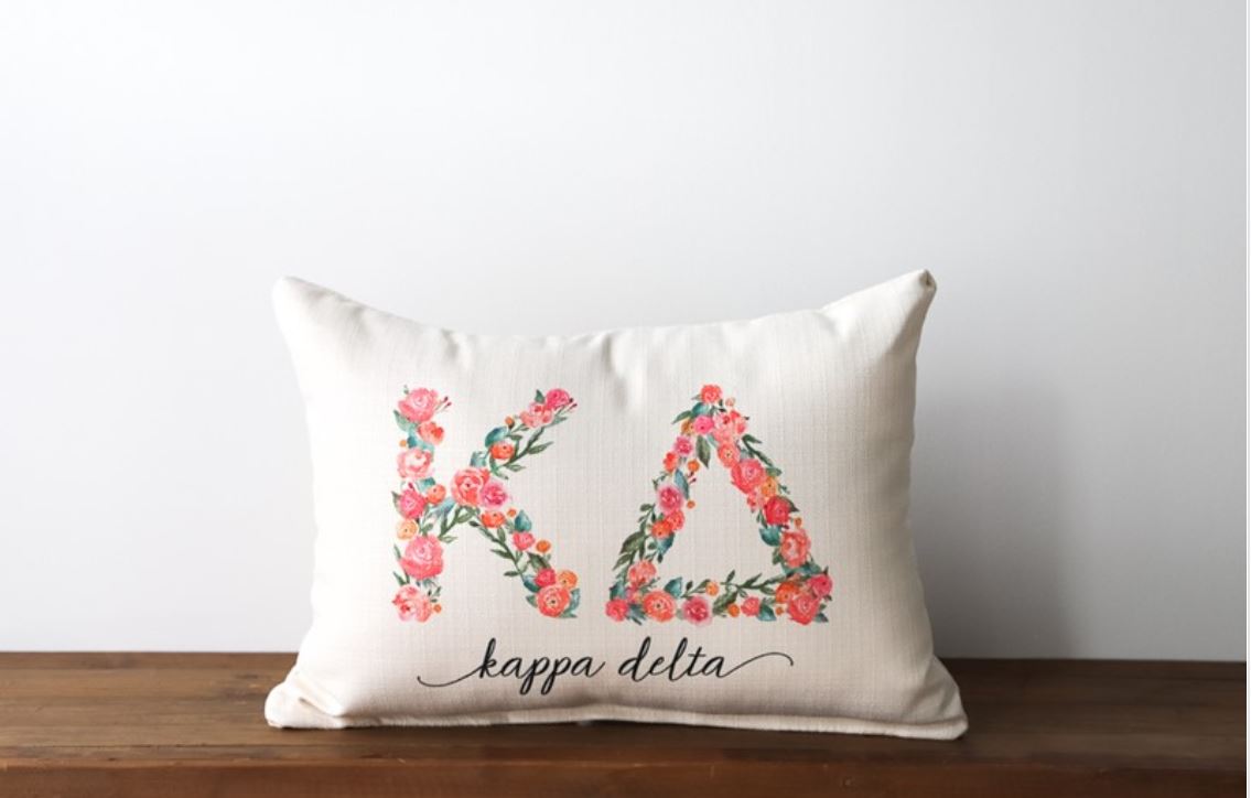Flowery Sorority Letters Pillow - Kappa Delta