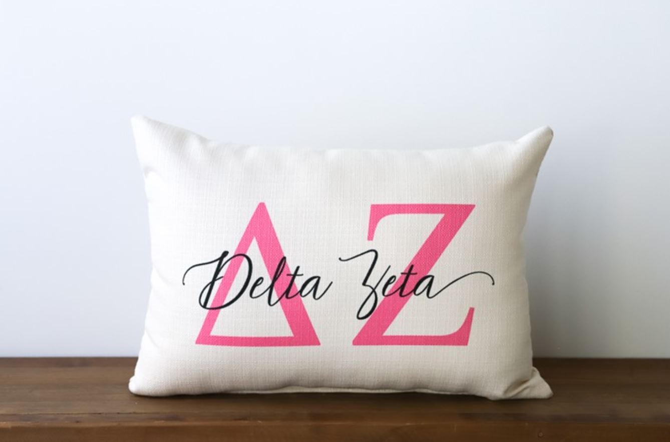 Lettered Sorority Piped Pillow - Delta Zeta
