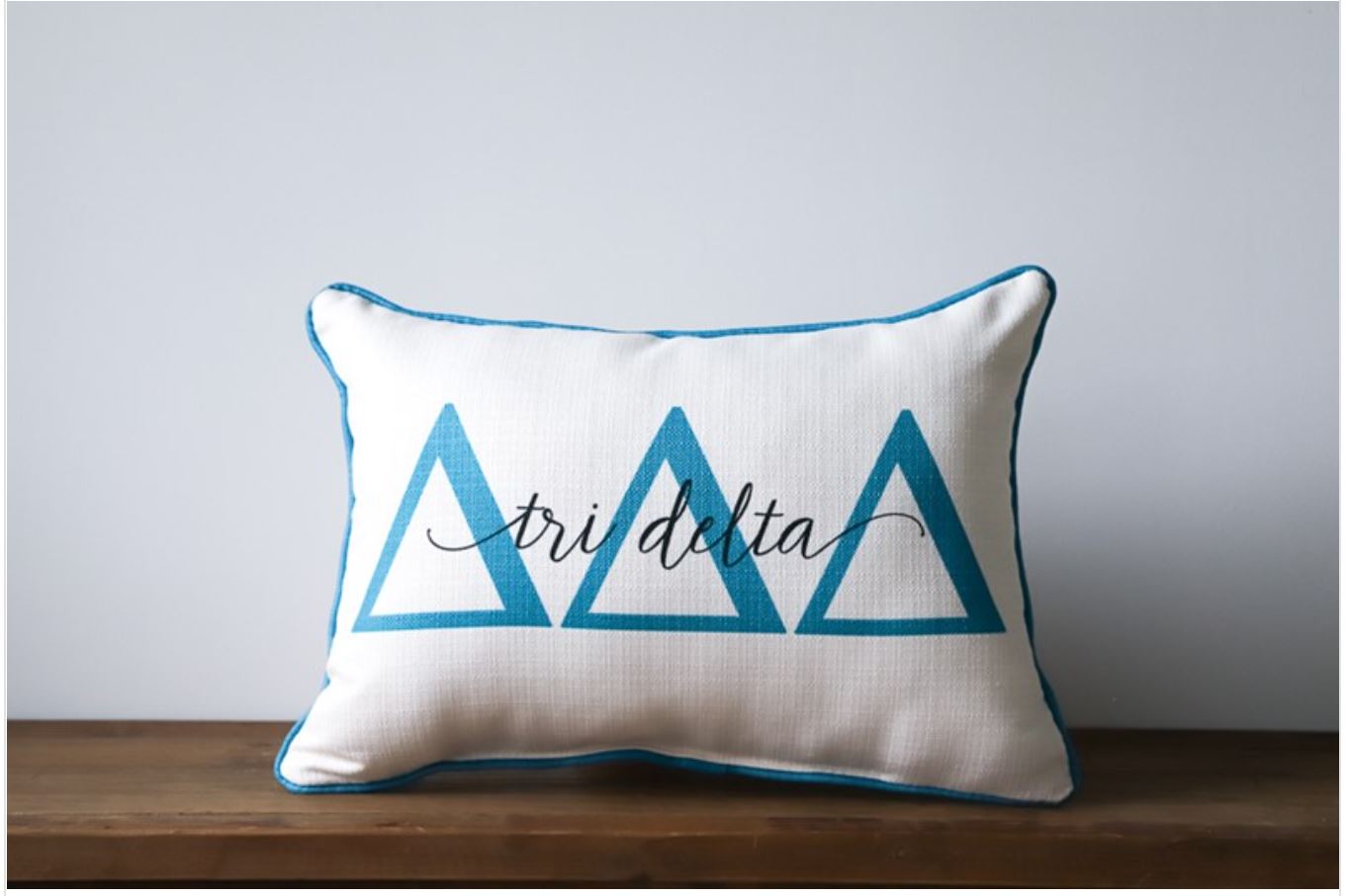 Lettered Sorority Piped Pillow - Tri Delta