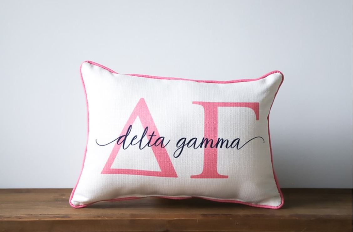 Lettered Sorority Piped Pillow - Delta Gamma