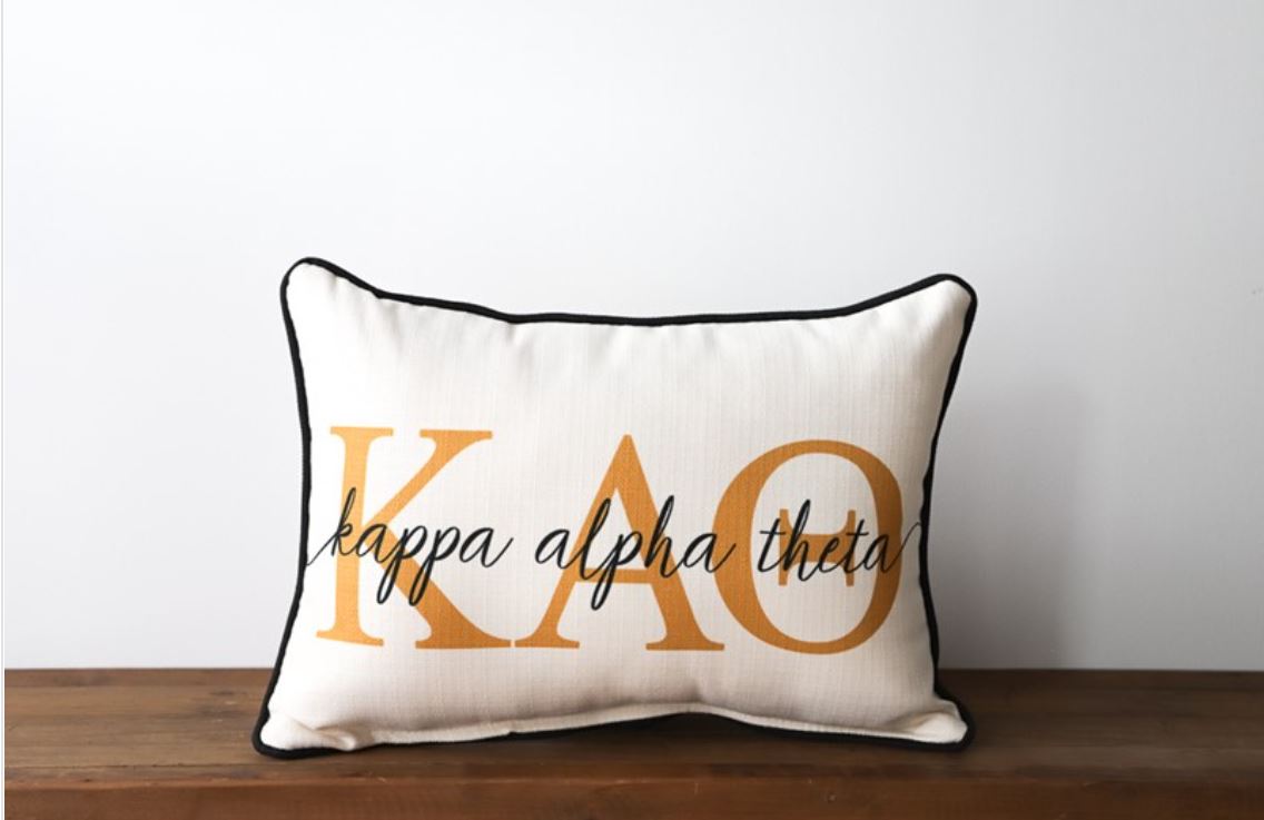 Lettered Sorority Piped Pillow - Kappa Alpha Theta