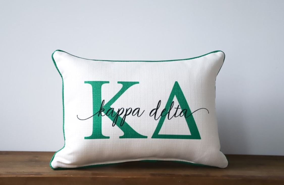 Lettered Sorority Piped Pillow - Kappa Delta