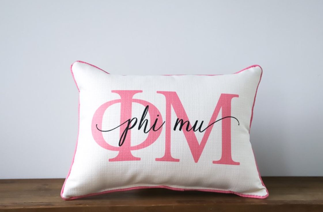 Lettered Sorority Piped Pillow - Phi Mu