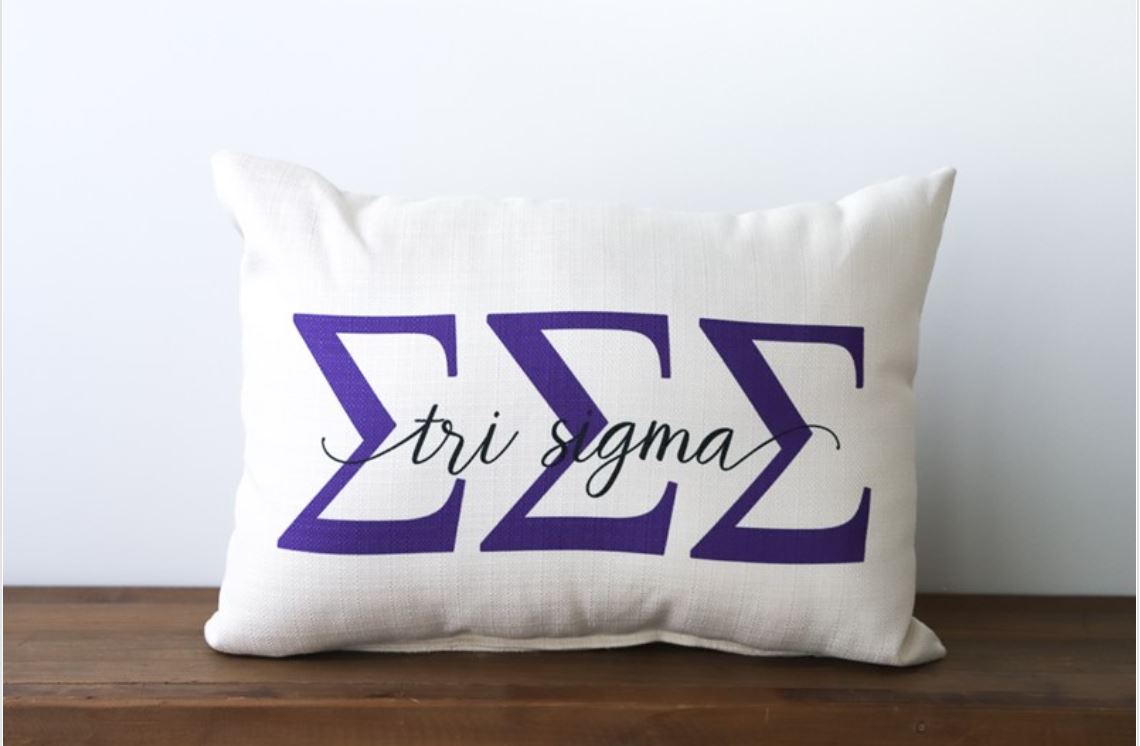 Lettered Sorority Piped Pillow - Sigma Sigma Sigma