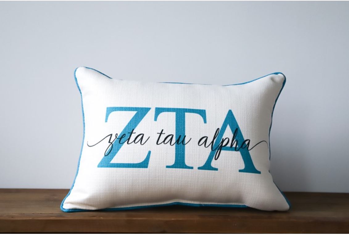 Lettered Sorority Piped Pillow - Zeta Tau Alpha