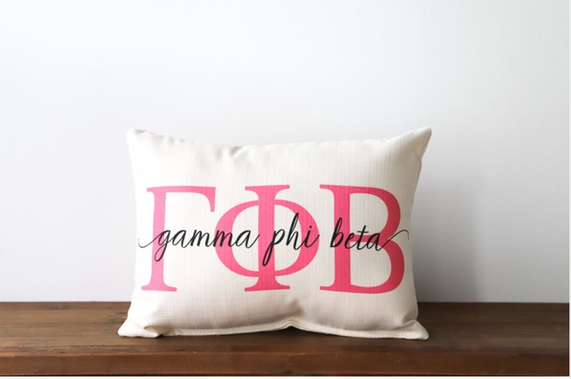 Lettered Sorority Piped Pillow - Gamma Phi Beta
