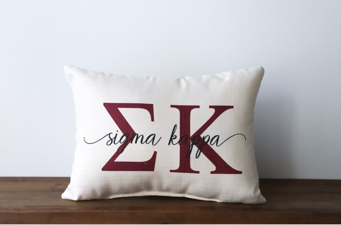 Lettered Sorority Piped Pillow - Sigma Kappa
